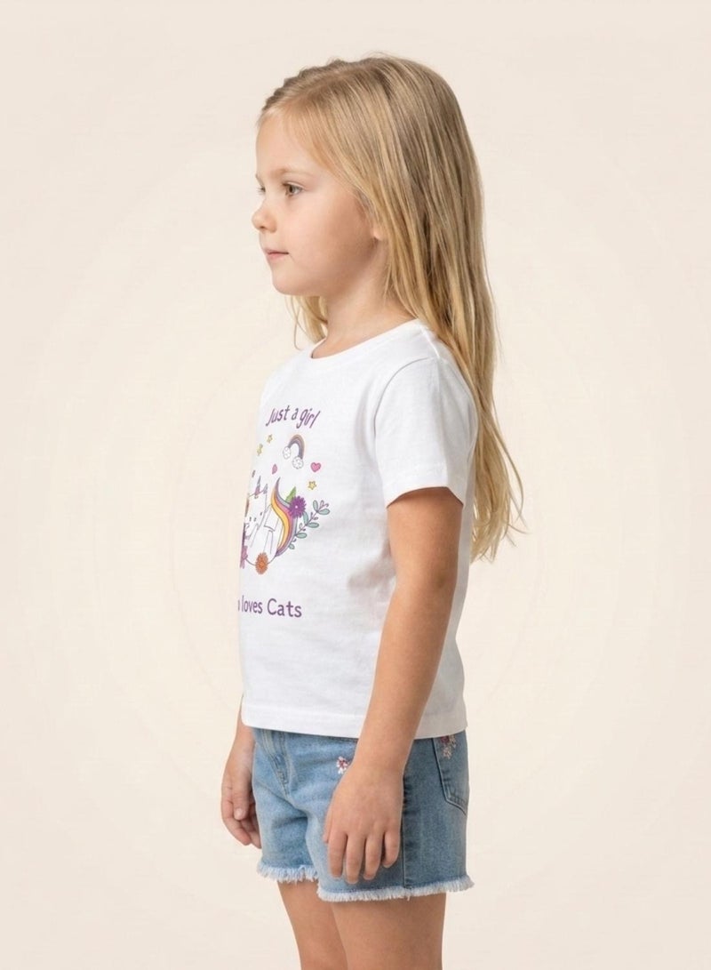babyqlo Girls Cute Cat Unicorn T-Shirt - Image 3