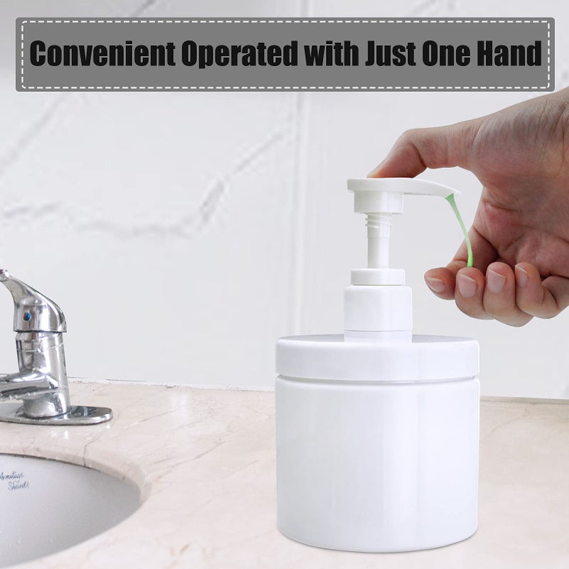 Cosywell Pump Bottle Dispenser Plastic Pump Bottles Refillable Bottles Wide Mouth Jar Style Empty Pump Bottles Bathroom Shower Containers for Lotion Shampoo Conditioner (White, 2X 500ml) - Image 5