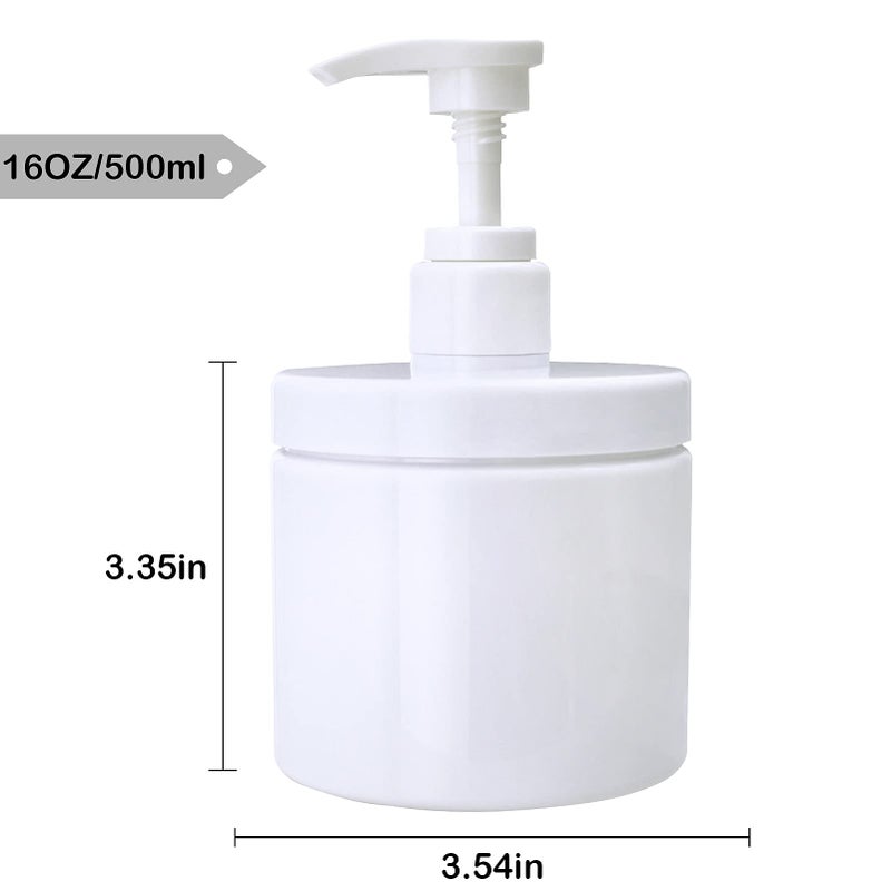 Cosywell Pump Bottle Dispenser Plastic Pump Bottles Refillable Bottles Wide Mouth Jar Style Empty Pump Bottles Bathroom Shower Containers for Lotion Shampoo Conditioner (White, 2X 500ml) - Image 2