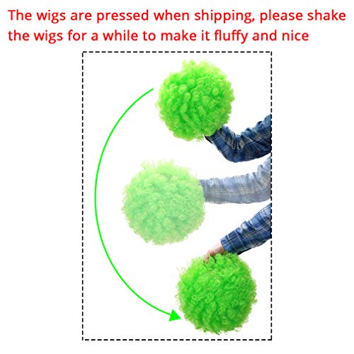 AICKER Short Kinky Curly Afro Wig for Women Men, 70s Synthetic Heat Resistant Wigs, Funny Party Cosplay Hair (Green) - Image 5