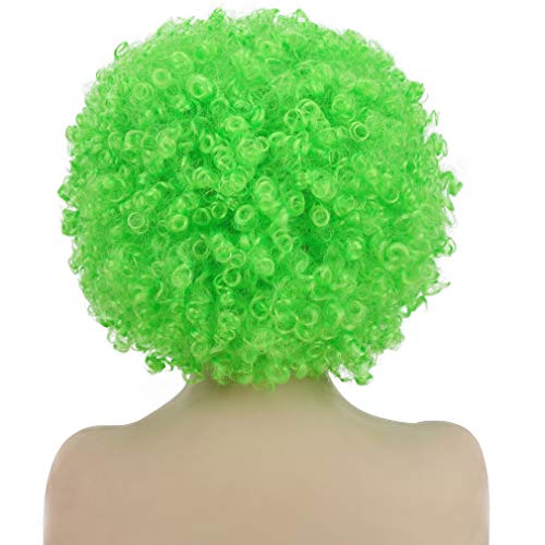 AICKER Short Kinky Curly Afro Wig for Women Men, 70s Synthetic Heat Resistant Wigs, Funny Party Cosplay Hair (Green) - Image 4