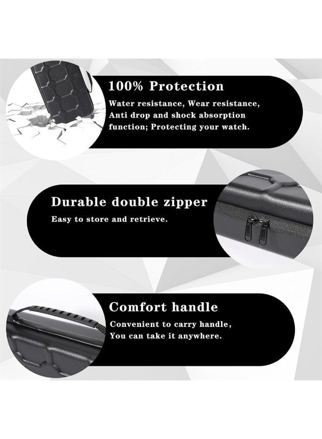 Azonee Watch Organizer Box, Azonee Watch Roll Case Storage and Organizer for Men and Women, Zipper Watch Box with Anti-move Watch Pillow, Black, 10 Slot (Not Include Watch) - Image 4