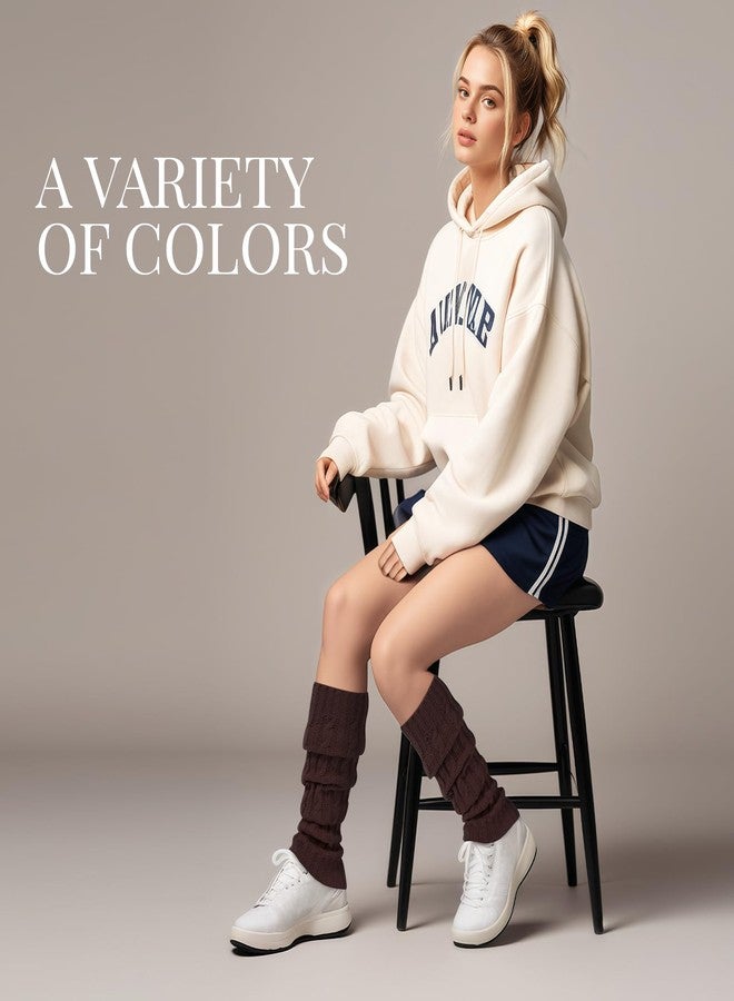 TOBEHIGHER Leg Warmers for Women Winter, 1 Pair of Brown Leg Warmers 80s Cable Knit/Thigh High for Party - Image 5