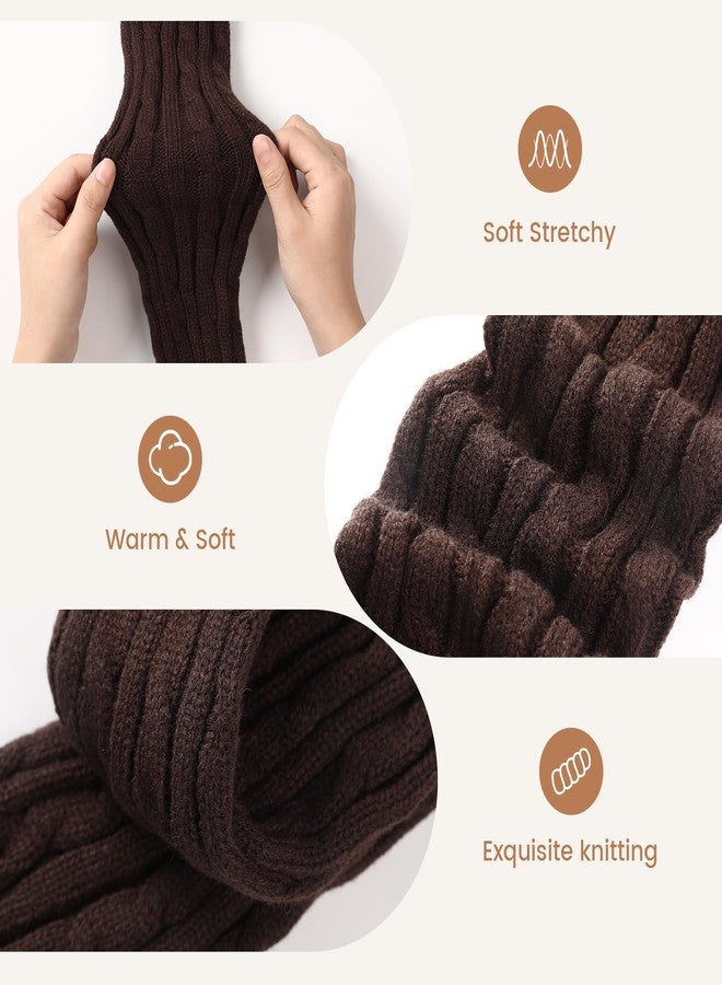 TOBEHIGHER Leg Warmers for Women Winter, 1 Pair of Brown Leg Warmers 80s Cable Knit/Thigh High for Party - Image 3