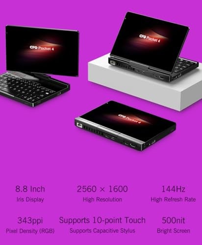 GPD Pocket 4 Mini Laptop 8.8" Touch Screen Aluminum Shell UMPC Win 11 Home OS AMD Ryzen 7 8840U 16GB/1TB (Amber Black) - Image 2