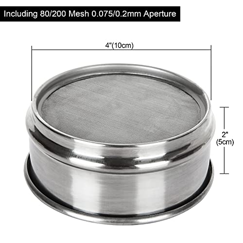 ZOEYES 2 PCS 304 Stainless Steel Test Sieves, #200 Mesh 0.075mm + #80 Mesh 0.2mm Aperture Lab Standard Test Sieve, φ10cm/4”Dia Economy Test Sieve for Industrial Laboratory - Image 2