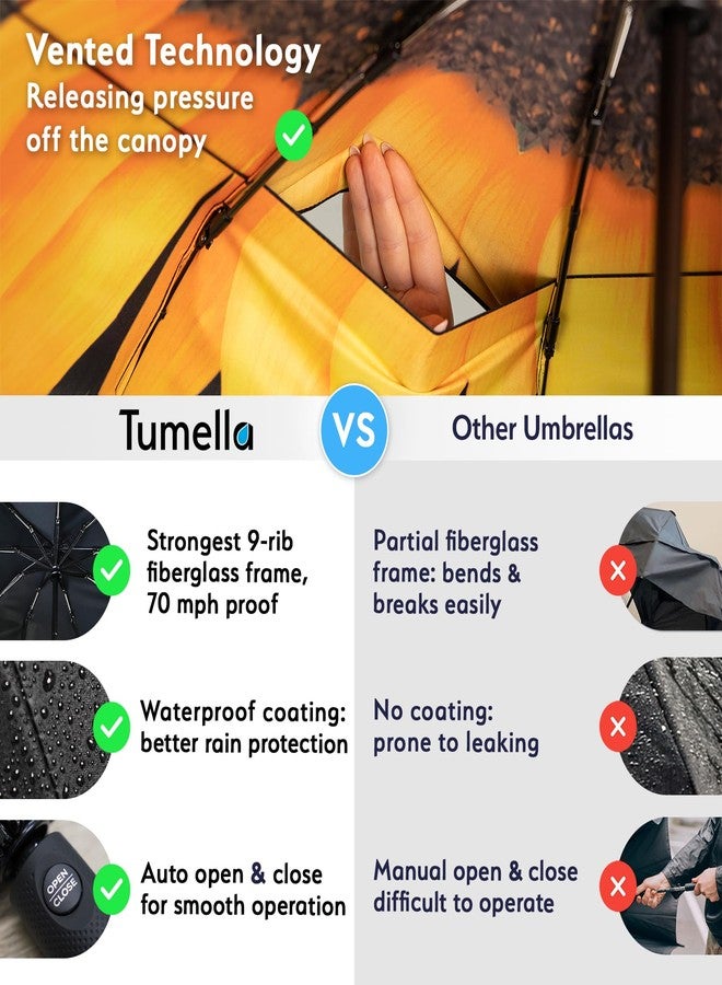 TUMELLA Unbreakable Windproof Travel Umbrella (Compact, Superior & Beautiful), Small Strong but Light Portable and Automatic Folding Rain Umbrella, Durable Premium Grip, Fits Car & Backpack - Image 4