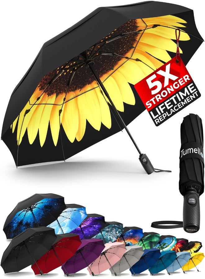 TUMELLA Unbreakable Windproof Travel Umbrella (Compact, Superior & Beautiful), Small Strong but Light Portable and Automatic Folding Rain Umbrella, Durable Premium Grip, Fits Car & Backpack - Image 1