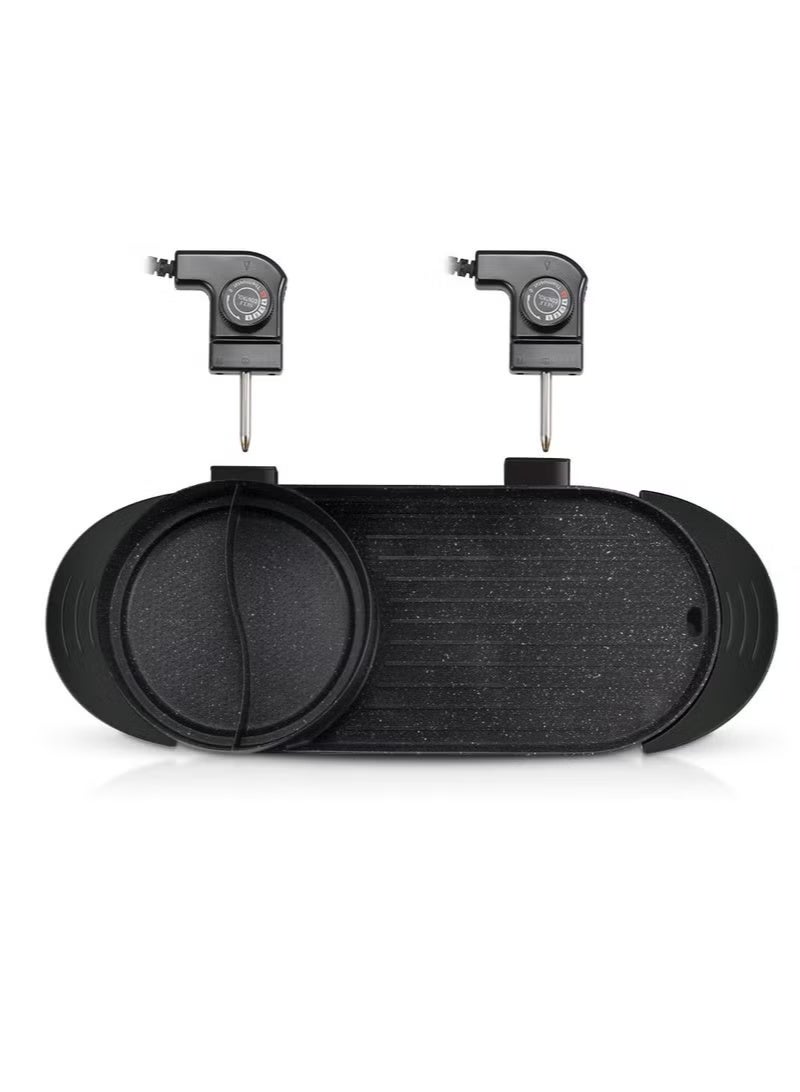 RAF 2 in 1 Multifunctional Smokeless Non-stick Layer Electric BBQ Grill Baking Pan& Double Hot Pot - Image 4