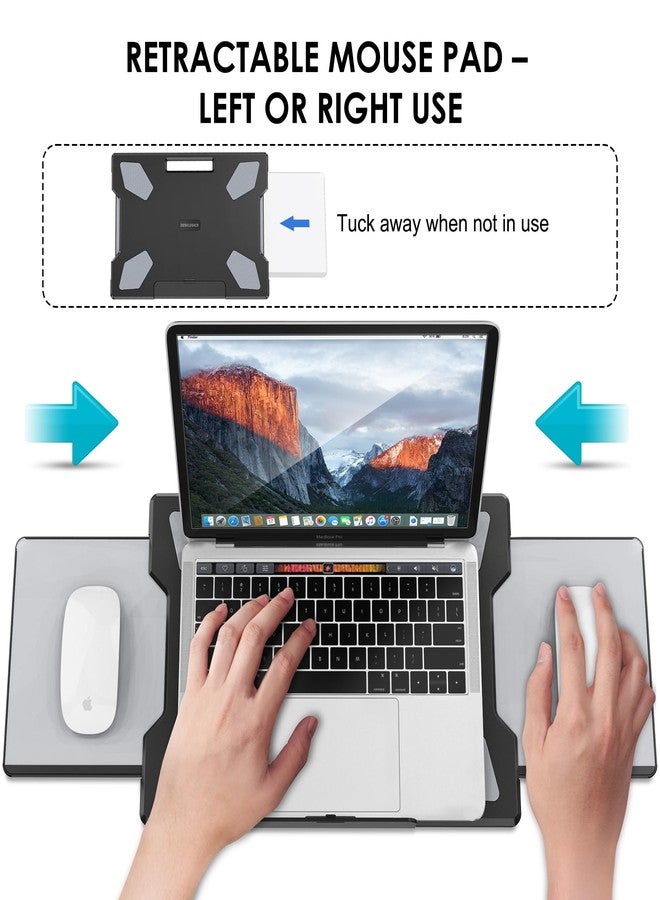 DeskLogics طاولة كمبيوتر محمول DeskLogics للسرير والأريكة، وسادة كمبيوتر محمول محمولة مع لوحة ماوس قابلة للسحب لليسار/اليمين، صينية كمبيوتر محمول ثابتة ومريحة للأريكة والسفر والكتابة والمكتب المنزلي - Image 4