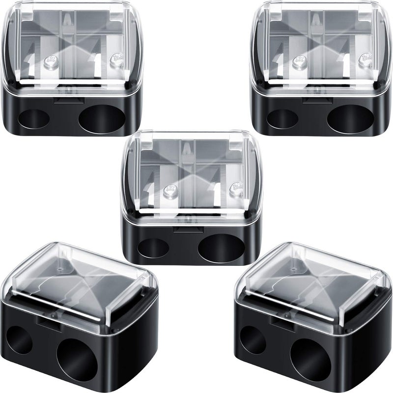Chuangdi 5 Pack Makeup Pencil Sharpener Plastic Lip Liner Pencil Eyeliner Sharpener Cosmetic Manual Tools for Eyeliner(Black) - Image 1