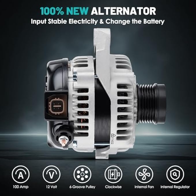 Farrme 11402 Car Alternator 12V 100 Amp, 6-Groove Pulley Fit for Camry 2012-2015, for RAV4 2009-2012, tC 2011-2016 L4 2.5L Automotive Replacement Alternators 12946, VND0512, AND0512, 400-52452R - Image 3