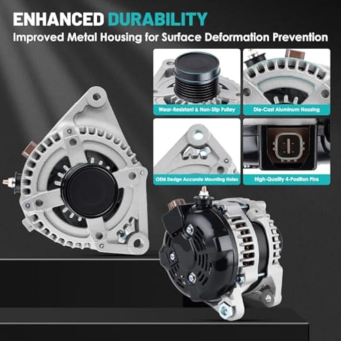 Farrme 11402 Car Alternator 12V 100 Amp, 6-Groove Pulley Fit for Camry 2012-2015, for RAV4 2009-2012, tC 2011-2016 L4 2.5L Automotive Replacement Alternators 12946, VND0512, AND0512, 400-52452R - Image 4