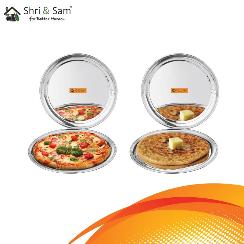 Shri & Sam Shri & Sam Stainless Steel High Grade Shagun Dinner Plates (4 Pcs)  - Image 3