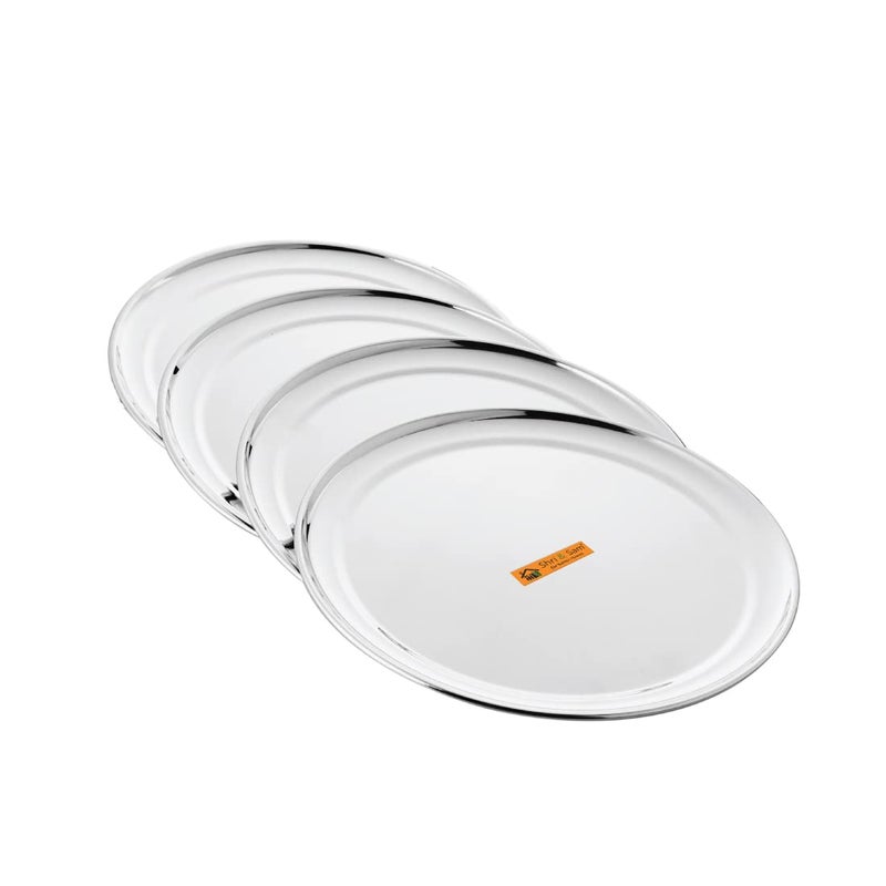 Shri & Sam Shri & Sam Stainless Steel High Grade Shagun Dinner Plates (4 Pcs)  - Image 1