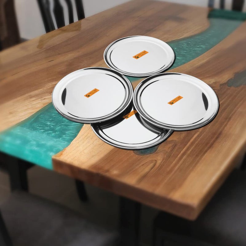 Shri & Sam Shri & Sam Stainless Steel High Grade Shagun Dinner Plates (4 Pcs)  - Image 2
