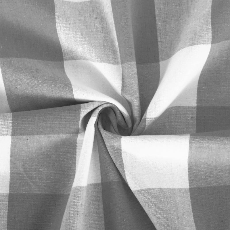 NATUS WEAVER 3 Pc Cotton Classic Country Farmhouse Kitchen Window Curtain -Grey & White Buffalo Check Tier & Valance Set  54"" x 18"" / 27"" x 30"" - Image 4