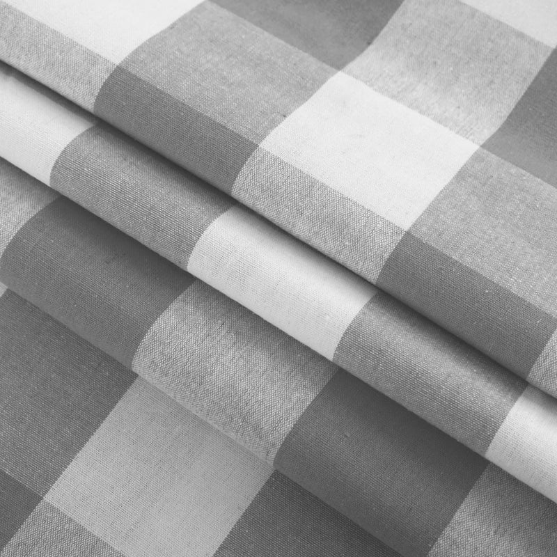NATUS WEAVER 3 Pc Cotton Classic Country Farmhouse Kitchen Window Curtain -Grey & White Buffalo Check Tier & Valance Set  54"" x 18"" / 27"" x 30"" - Image 3
