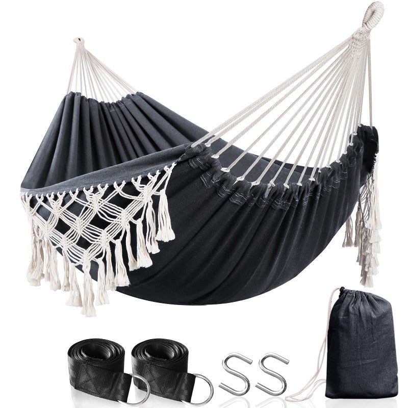 Anyoo Cotton Hammock - Comfortable & Elegant Deluxe Hammock with Tassels - Supports Up to 450lbs - Portable with Travel Bag for Porch, Patio, Yard, Bedroom & Outdoor/Indoor - Image 1
