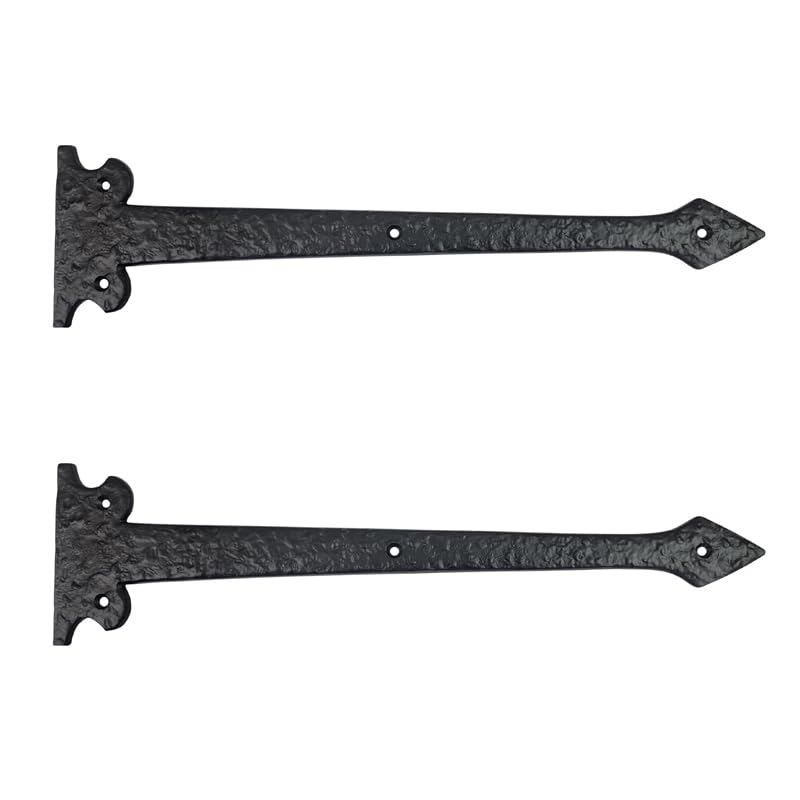 Adonai Hardware 1390 Agee Heavy Duty Antique Cast Iron Strap False or Faux or Dummy Hinge Front 2 Pack Matte Black for Vintage Barn Doors Gates Furniture Garage Shutters and Fences - Image 1