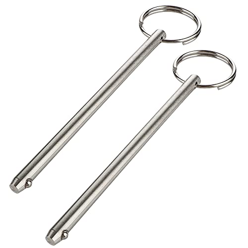 VTurboWay 2 Pack Long Quick Release Pin, Diameter 1/4"(6.3mm), Overall Length 4-3/4"(120mm), Usable Length 4.13"(105mm), Full 316 Stainless Steel, Bimini Top Pin, Marine Hardware - Image 1