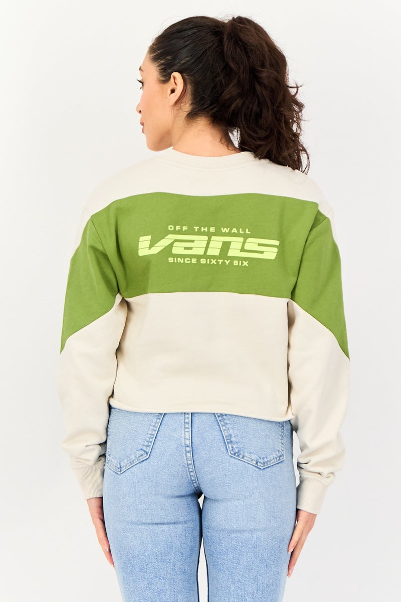 VANS بلوزة رياضية نسائية بأكمام طويلة مناسبة في الهواء الطلق، أبيض فاتح - Image 4
