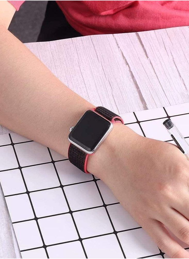 CATANES Apple Watch 42mm 44mm 45mm Nylon Sport Loop Band Compatible with iWatch Series 7/SE/6/5/4/3/2/1 Bright Crimson  - Image 3