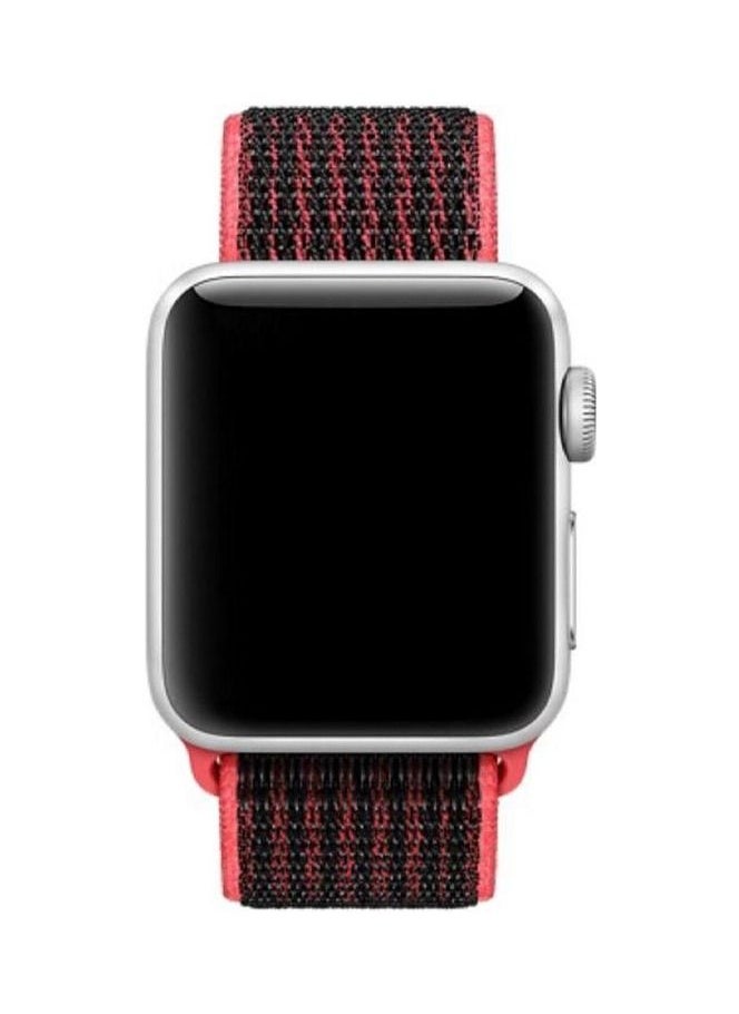 CATANES Apple Watch 42mm 44mm 45mm Nylon Sport Loop Band Compatible with iWatch Series 7/SE/6/5/4/3/2/1 Bright Crimson  - Image 2