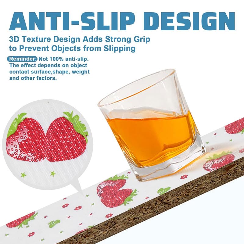 STYEVA Printed Anti-Slip Shelf Liner Mat Sheet for Drawers, Shelves, Tables, Cupboards, Fridge, Kitchen, Home, and Office - 45 CM X 5 M (Strawberry Design) - Image 3