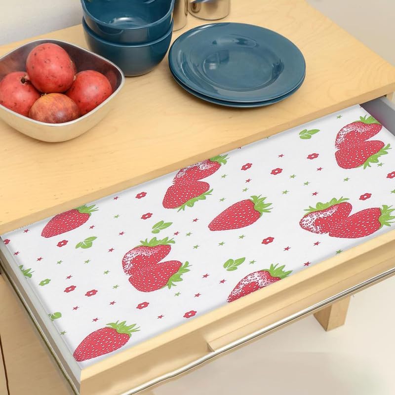 STYEVA Printed Anti-Slip Shelf Liner Mat Sheet for Drawers, Shelves, Tables, Cupboards, Fridge, Kitchen, Home, and Office - 45 CM X 5 M (Strawberry Design) - Image 2