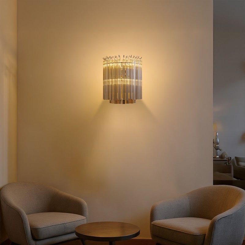 DANUBE HOME Cindy Wall Lamp Contemporary Indoor Wall Lamps Wall Mounted Lanterns E14 Bulb Base Modern Design Indoor Lighting For Bedroom Dining Living Room L28xW28xH30cm-Smoke Glass - Image 1