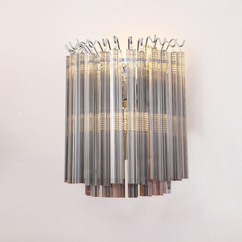 DANUBE HOME Cindy Wall Lamp Contemporary Indoor Wall Lamps Wall Mounted Lanterns E14 Bulb Base Modern Design Indoor Lighting For Bedroom Dining Living Room L28xW28xH30cm-Smoke Glass - Image 3