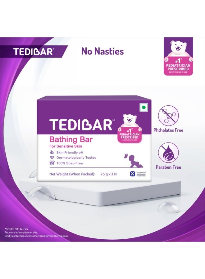 Tedibar Baby Bathing Bar | For Baby’s Sensitive Skin | Gentle Cleansing, Skin-friendly, pH 5.5, 75gm, Pack of 3 - Image 4