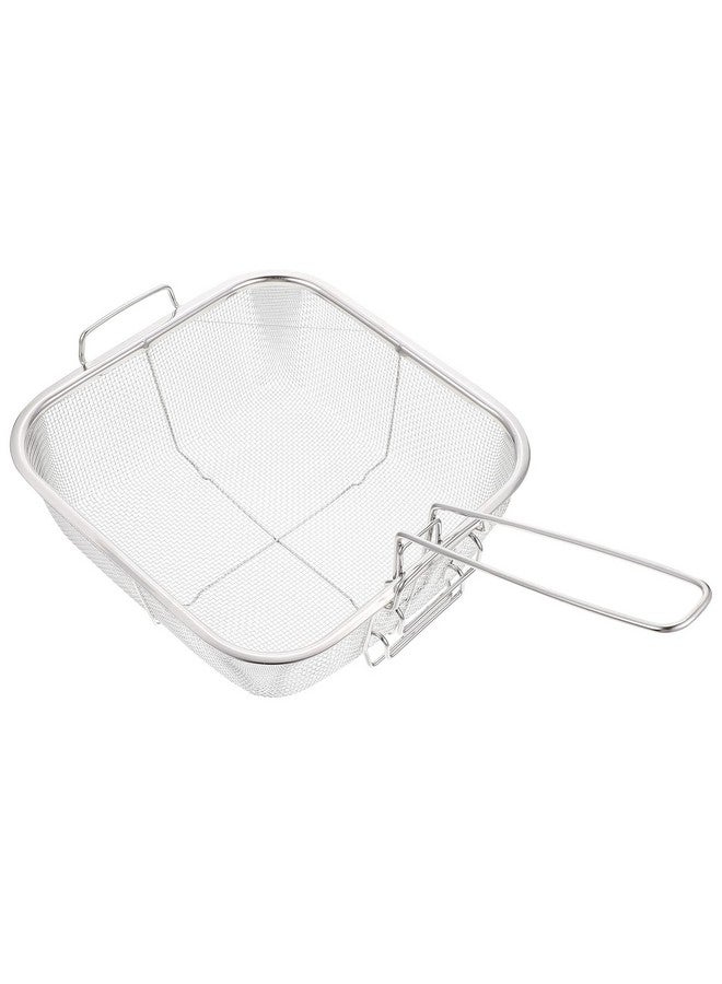 Cabilock Metal Frying Basket Chip Serving Basket Wire Mesh French Fries Holders Basket Snack Appetizer Platters Metal Food Display Containers For Home Kitchen Restaurant Silver Serving Frying Chips Basket - Image 2