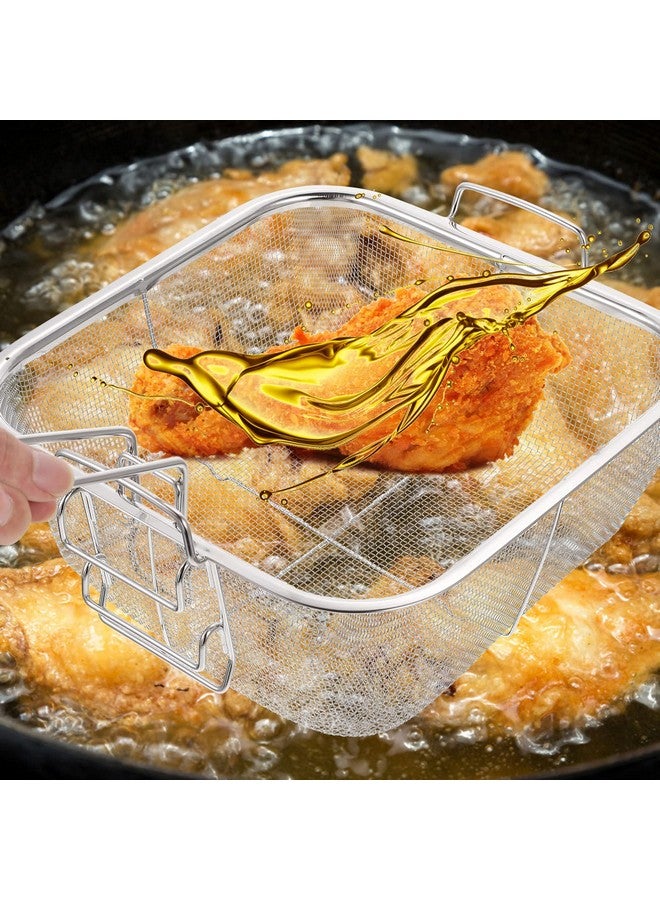 Cabilock Metal Frying Basket Chip Serving Basket Wire Mesh French Fries Holders Basket Snack Appetizer Platters Metal Food Display Containers For Home Kitchen Restaurant Silver Serving Frying Chips Basket - Image 4