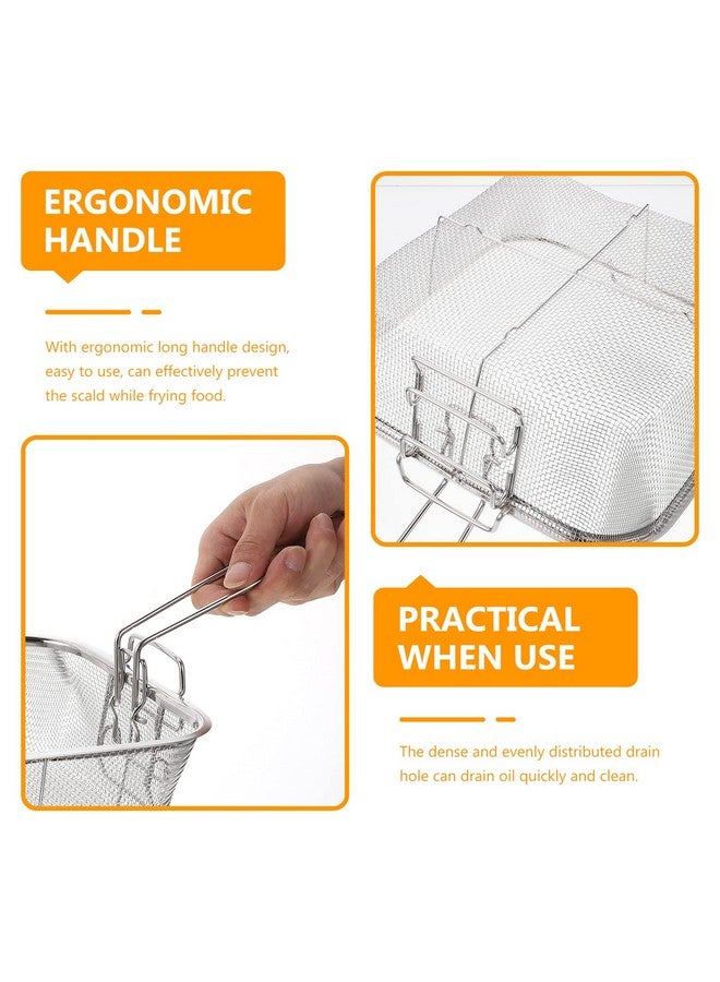 Cabilock Metal Frying Basket Chip Serving Basket Wire Mesh French Fries Holders Basket Snack Appetizer Platters Metal Food Display Containers For Home Kitchen Restaurant Silver Serving Frying Chips Basket - Image 5