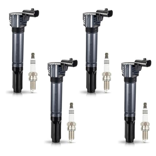 ENA Set of 4 Ignition Coil with 4 Iridium Spark Plug 2012 2013 2014 2015 2016 2017 Compatible with Fiat 500 14L Replacement for UF649 68070492AB 68070492AD 68070492AC 5308 - Image 1