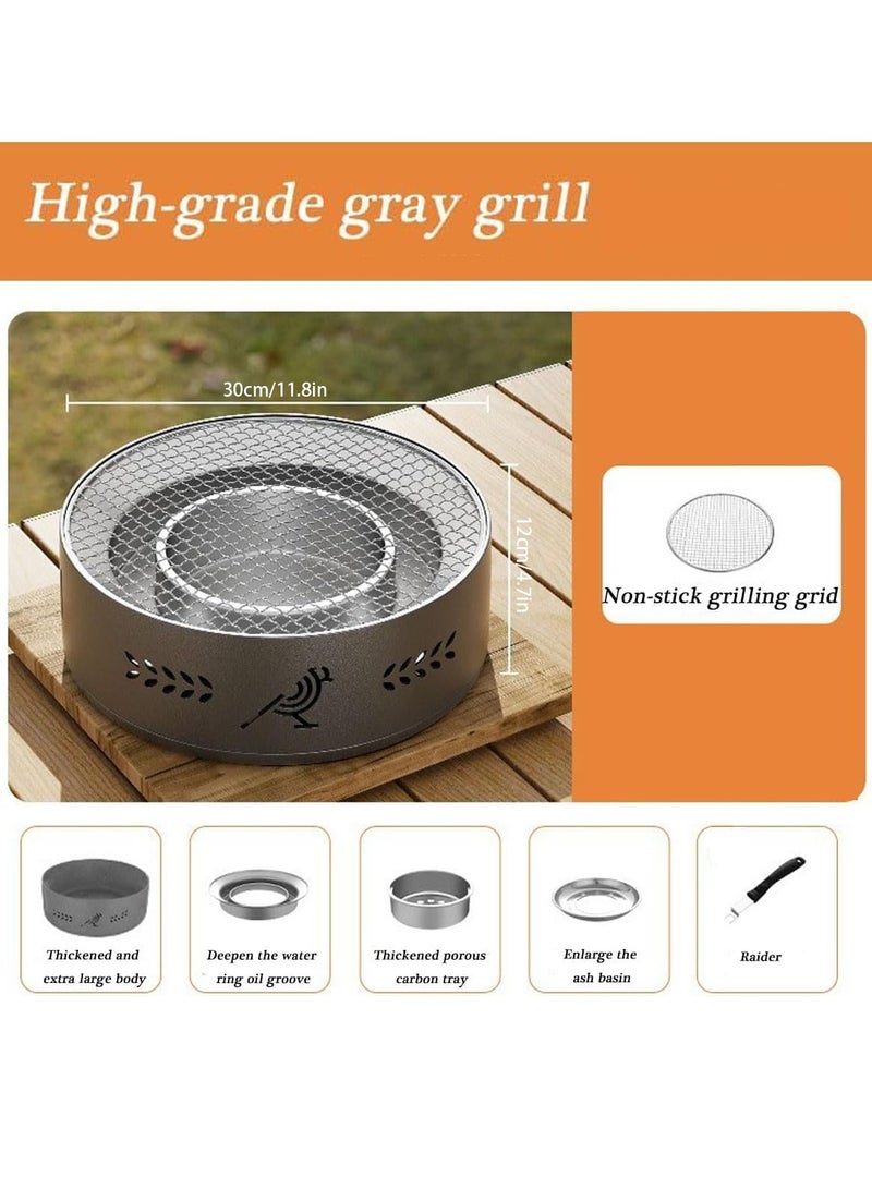 Portable Barbecue Charcoal Grill Bbq Carbon Stove Barbecue Stove Suitable for Indoor and Outdoor Both Barbecue and Tea Including the Grill Grill Net Base Black - Image 3