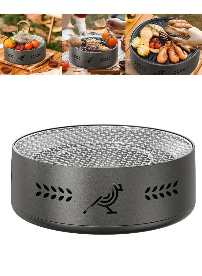 Portable Barbecue Charcoal Grill Bbq Carbon Stove Barbecue Stove Suitable for Indoor and Outdoor Both Barbecue and Tea Including the Grill Grill Net Base Black - Image 1