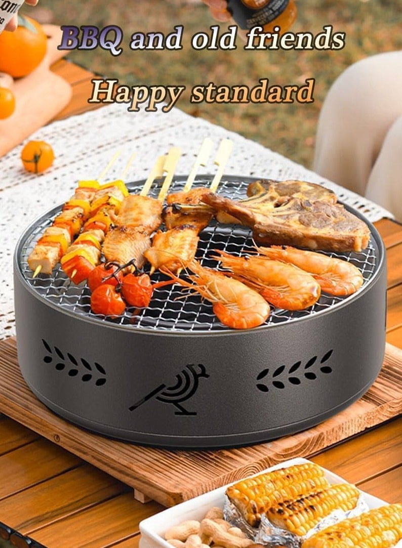Portable Barbecue Charcoal Grill Bbq Carbon Stove Barbecue Stove Suitable for Indoor and Outdoor Both Barbecue and Tea Including the Grill Grill Net Base Black - Image 2