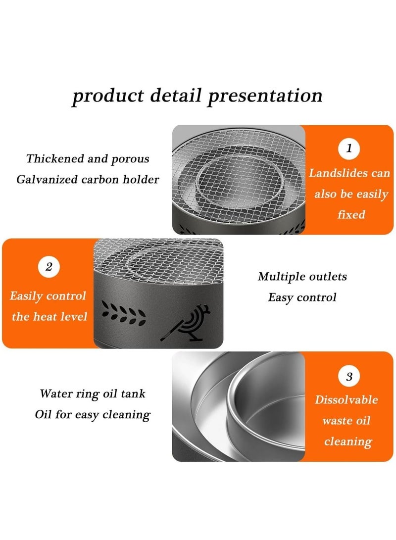 Portable Barbecue Charcoal Grill Bbq Carbon Stove Barbecue Stove Suitable for Indoor and Outdoor Both Barbecue and Tea Including the Grill Grill Net Base Black - Image 5