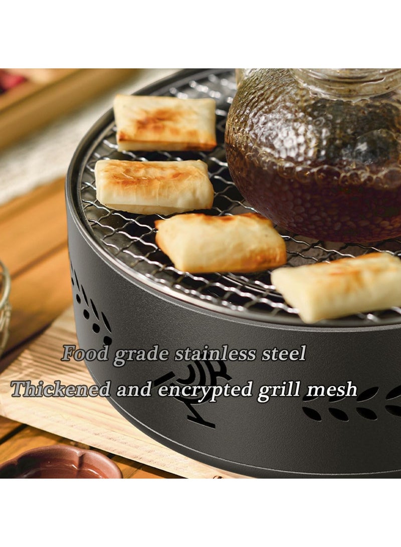 Portable Barbecue Charcoal Grill Bbq Carbon Stove Barbecue Stove Suitable for Indoor and Outdoor Both Barbecue and Tea Including the Grill Grill Net Base Black - Image 4