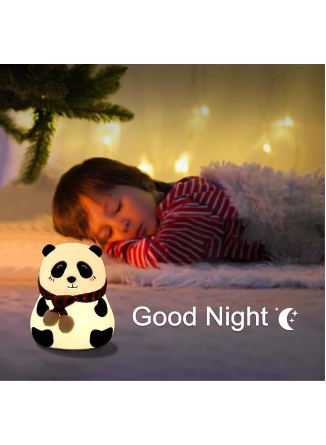 The Bros Panda Night Light for Kids, Cute Squishy Silicone Animal Lamp for Nursery, Touch-Control Lights, Portable with USB Rechargeable, Ideal Nightlight Gift for Baby Girls and Boys - Image 5