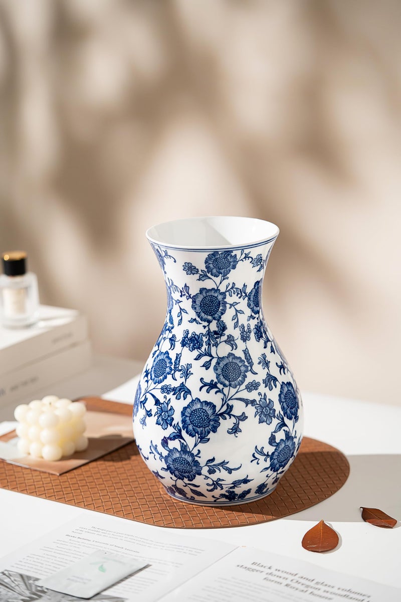 GaLouRo Blue and White Vase, Blue Sunflower Pattern Vase, Chinoiserie Vase, Blue and White Ginger Jar Vase for Home Decor,Flower Vase, Blue and White Porcelain DÃ©cor,11" H - Image 2