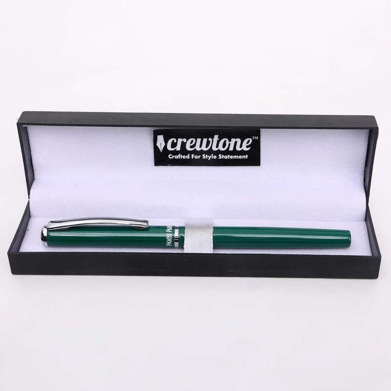 crewtone 20568 Stunning Roller Ball Pen Green Glossy Finish Metal Body with Silver Clip & Trim, Gift Set For Men & Women, Professional, Executive, Nice Pen with Gift Box, - Image 3