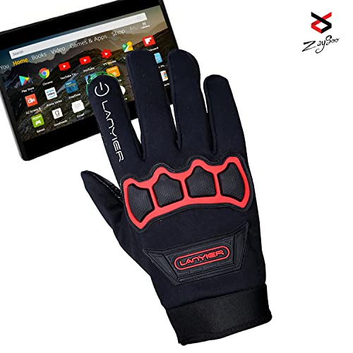 ZaySoo Gloves Protective Full Finger Hand Riding, Cycling, Bike Motorcycle Gym Gloves for Men - Red - Image 3