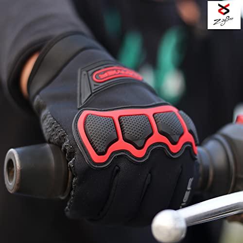 ZaySoo Gloves Protective Full Finger Hand Riding, Cycling, Bike Motorcycle Gym Gloves for Men - Red - Image 4
