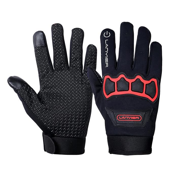 ZaySoo Gloves Protective Full Finger Hand Riding, Cycling, Bike Motorcycle Gym Gloves for Men - Red - Image 1