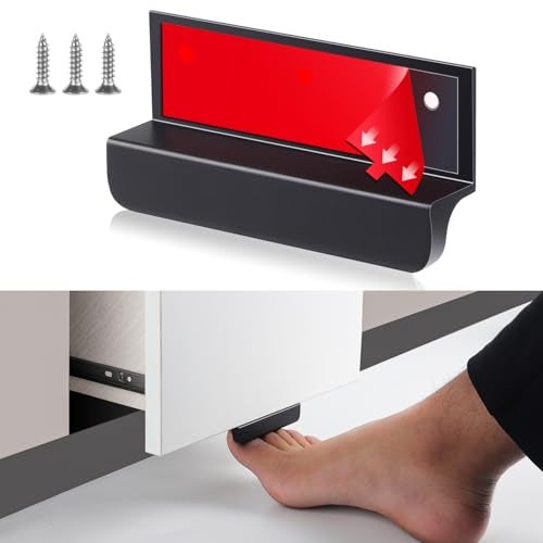 BaiNong Adhesive Touchless Foot Pulls for Cabinet Trash Can Black 4'' Touchless Hands Free Trash Opener for Overlay Kitchen Cabinet Door Bins (1, FH01-Black) - Image 1