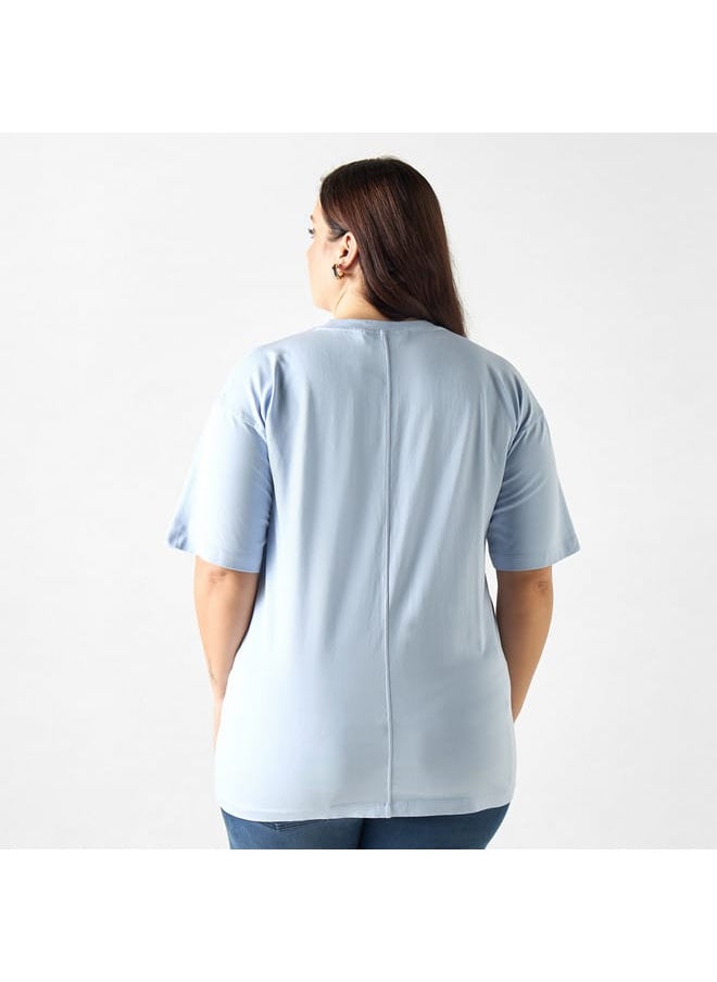 Ulla Popken Plus Size Ulla Popken Embroidered T-shirt with Short Sleeves  - Image 3